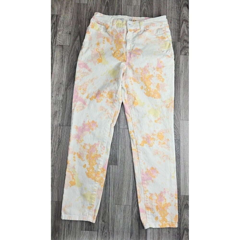 Style & Co Womens‎ Size 8 Petite Skinny Ankle Pastel Tie-Dye Denim Jeans